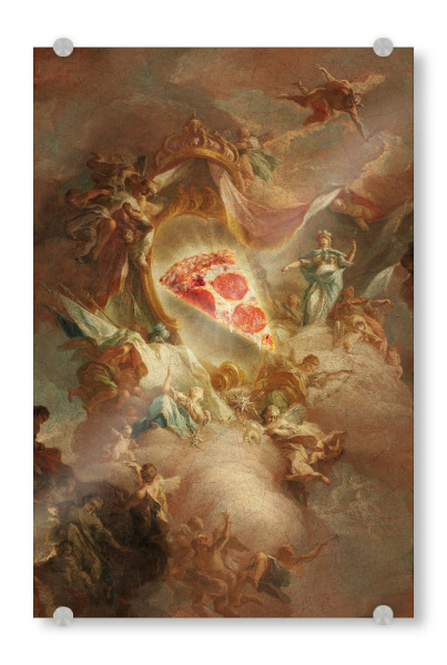 Acrylglasbild "THE HOLY PIZZA" artboxONE - Essen & Trinken,Menschen,Lustig