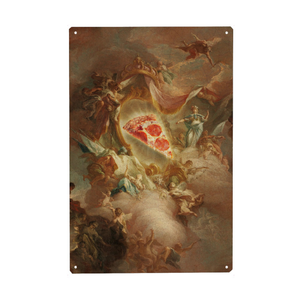 Holzbild "THE HOLY PIZZA" artboxONE - Essen & Trinken,Menschen,Lustig