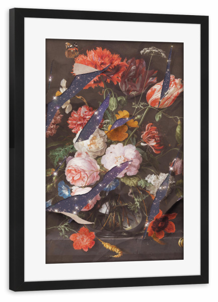 Poster mit Rahmen schwarz "FLOWERS OF THE GALAXY" artboxONE - Floral,Galaxy