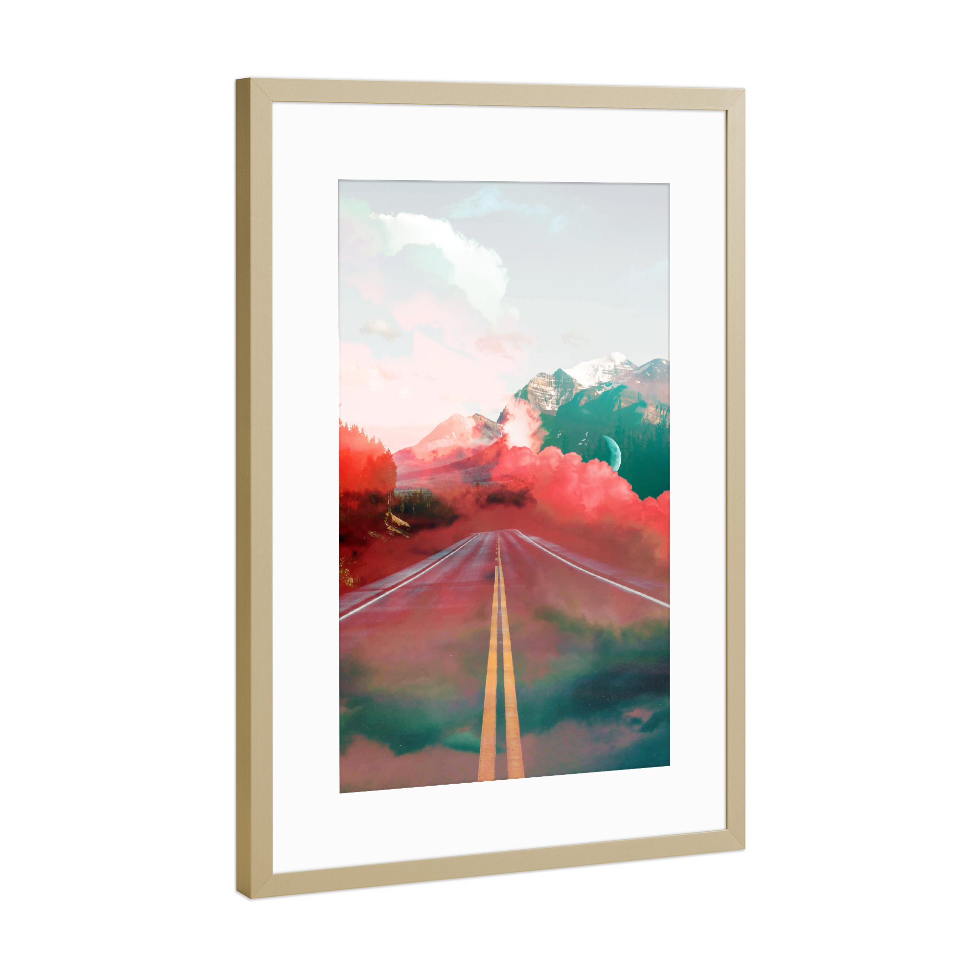 Poster mit Rahmen Gold "Road To Heaven-II" artboxONE - Natur,Reise