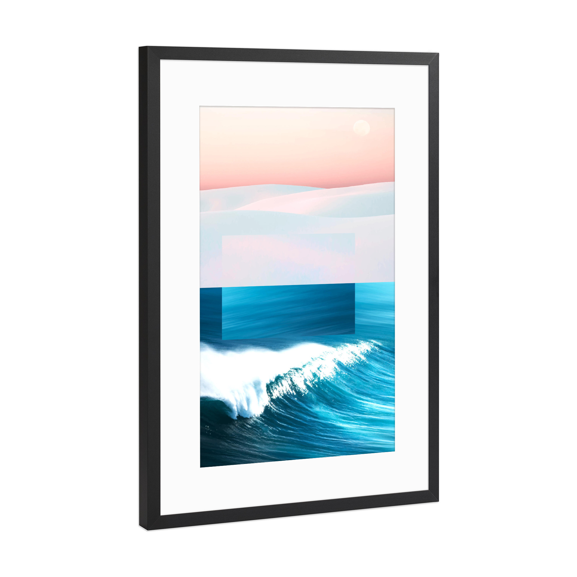 Poster mit Rahmen Schwarz (Metallic) "Ocean & Moon" artboxONE - Natur,Abstrakt