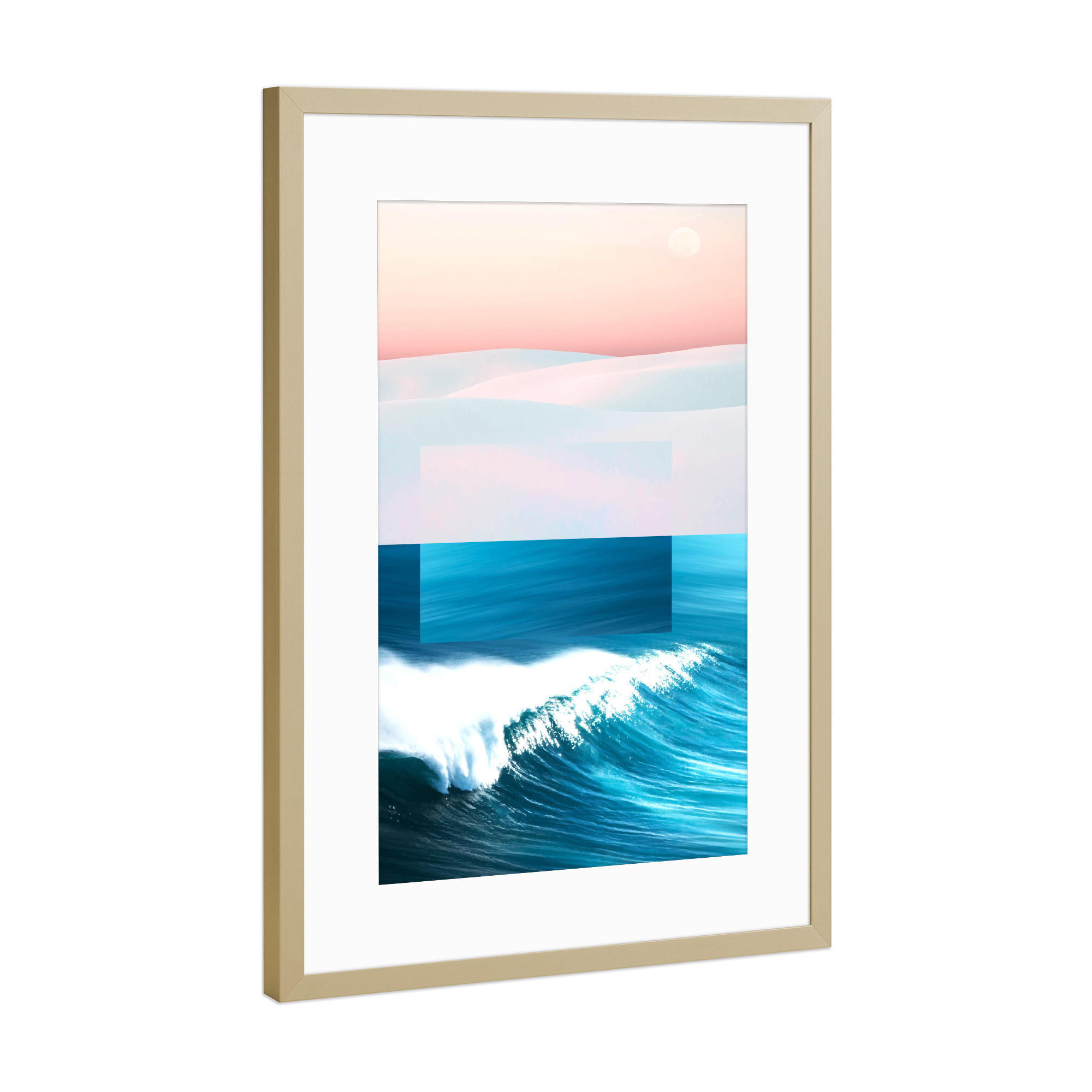 Poster mit Rahmen Gold "Ocean & Moon" artboxONE - Natur,Abstrakt