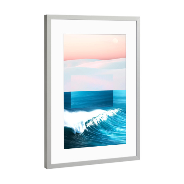 Poster mit Rahmen Silber "Ocean & Moon" artboxONE - Natur,Abstrakt