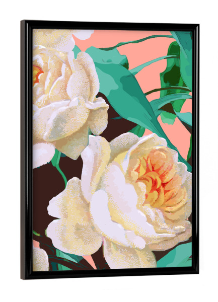 Poster mit schwarzem Rahmen "Tropical and White Blossom" artboxONE - Natur,Floral