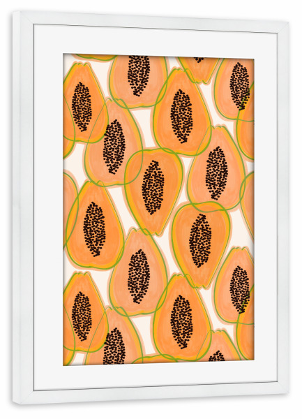 Poster mit Rahmen weiß "Papaya Cravings | Pastel" artboxONE - Essen & Trinken