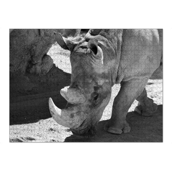 Puzzle Ravensburger "Nashorn Gesicht" artboxONE - Natur,Tiere,Schwarzweiß,Reise / Afrika
