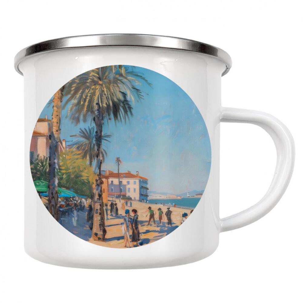 Emaille Tasse "Ein sonniger Tag am Meer" artboxONE - Natur,Architektur,Reise / Strand und Meer - Meer,Strand,Summer,Palme