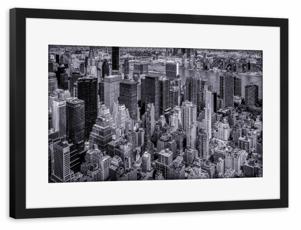 Poster mit Rahmen schwarz "Big Apple - NYC" artboxONE - Städte,Städte / New York,Schwarzweiß,Architektur
