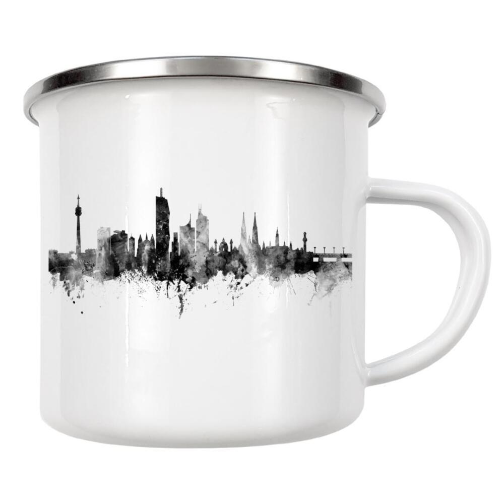 Emaille Tasse "Vienna Austria Skyline" artboxONE - Städte,Reise,Schwarzweiß,Städte / Wien