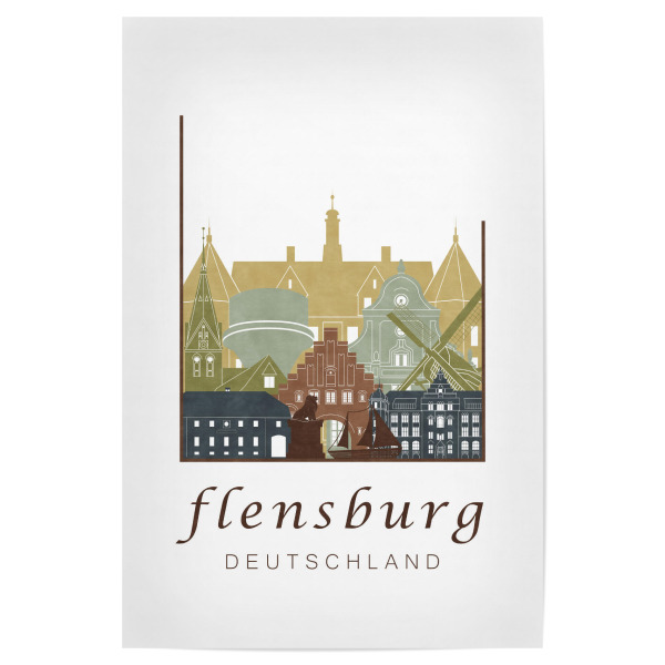 Poster 30x20 cm "Flensburg skyline light brown" artboxONE - Städte,Architektur,Kartografie