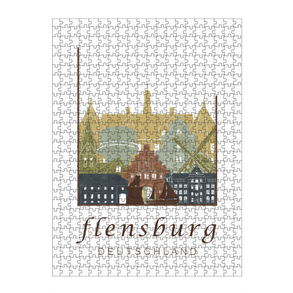 Puzzle Ravensburger "Flensburg skyline light brown" artboxONE - Städte,Architektur,Kartografie