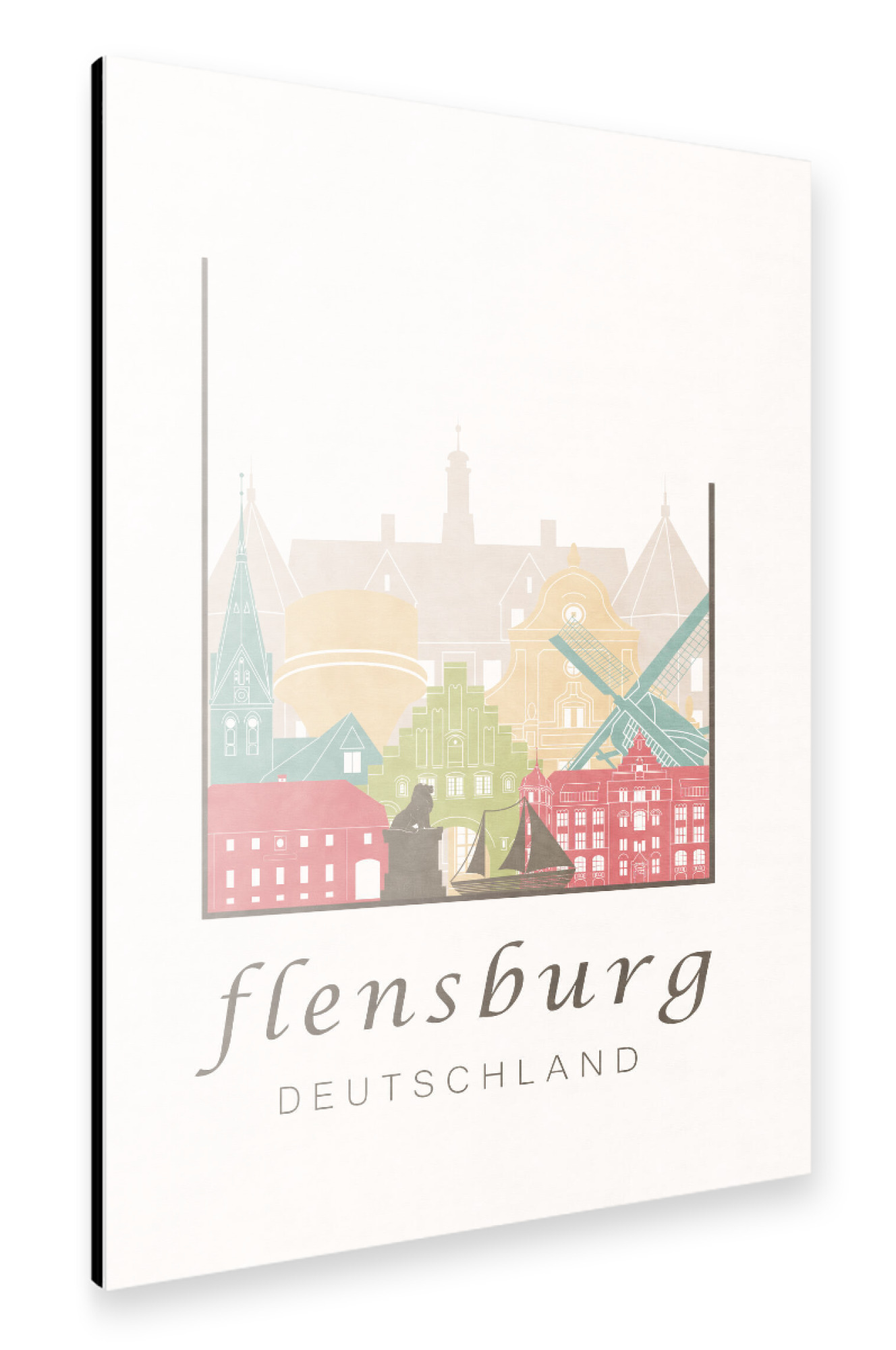 Alu-Dibond "Flensburg skyline pastel" 30x20 cm artboxONE
