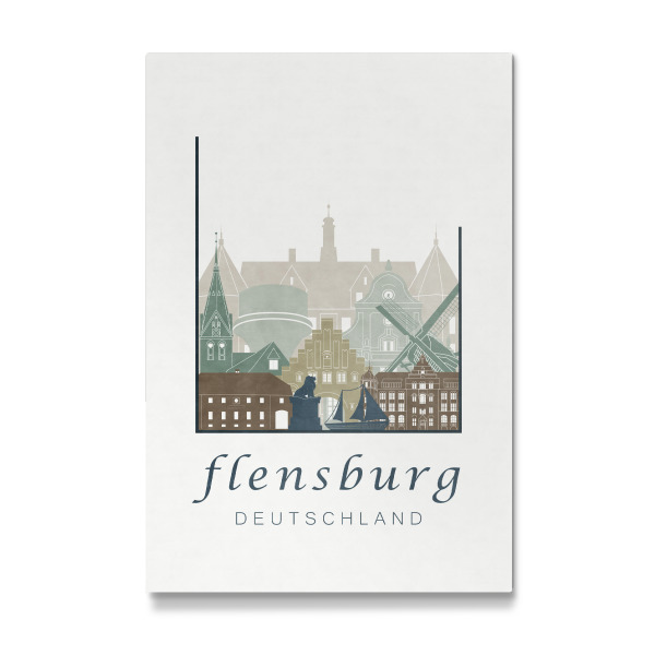Galerie-Print "Flensburg skyline, light blue" 30x20 cm artboxONE