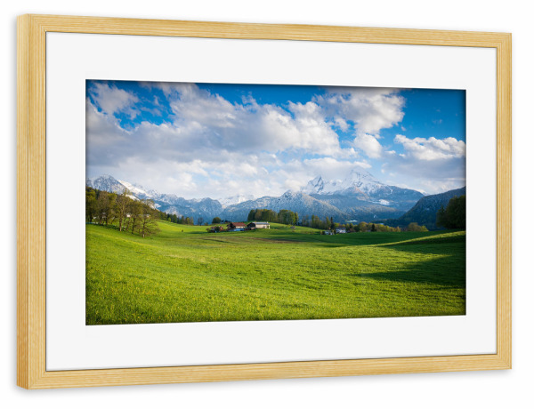 Poster mit Rahmen kiefer "Watzmann im Frühling" artboxONE - Natur