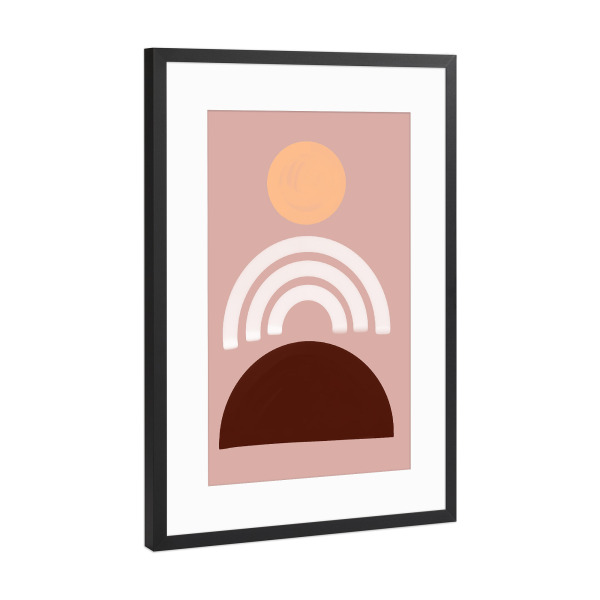 Poster mit Rahmen Schwarz (Metallic) "Sunset on Pink" artboxONE - Abstrakt,Geometrie