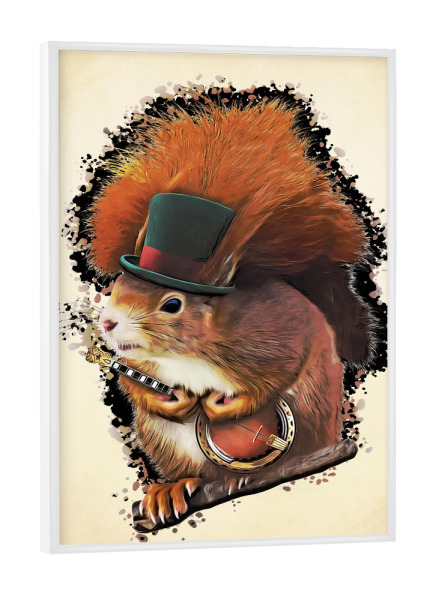 Poster mit weißem Rahmen "Das Eichhörnchen" artboxONE - Tiere,Musik,Lustig