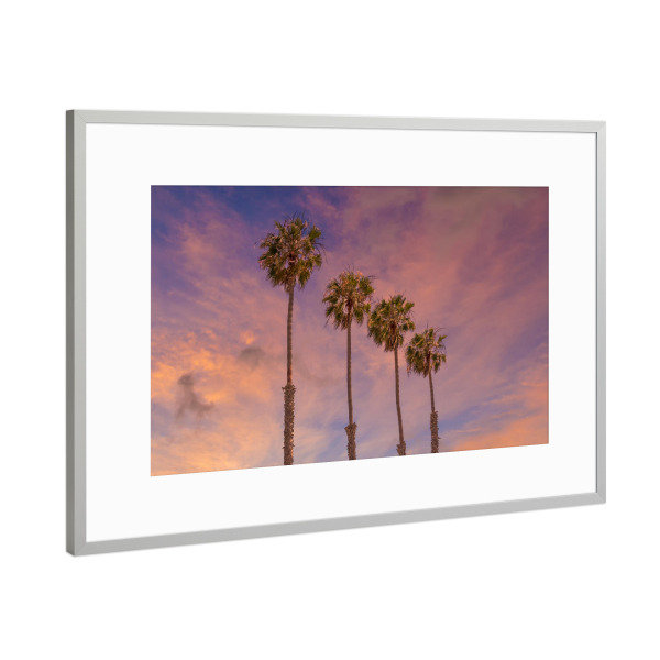 Poster mit Rahmen Silber "Sonnenuntergang mit Palmen" artboxONE - Natur,Reise / Strand und Meer