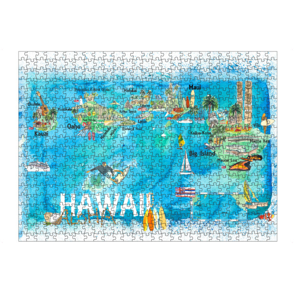 artboxONE Puzzle "Hawaii USA Illustrated Map" artboxONE - Städte,Kartografie