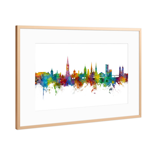 Poster mit Rahmen Kupfer "Freiburg Germany Skyline" artboxONE - Städte