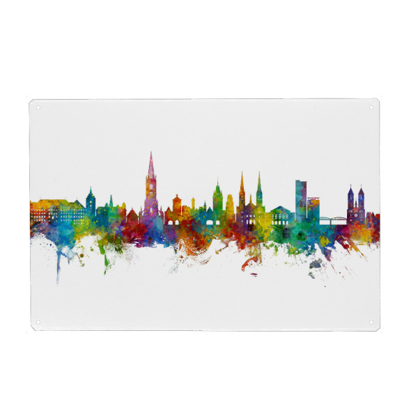 Holzbild "Freiburg Germany Skyline" artboxONE - Städte