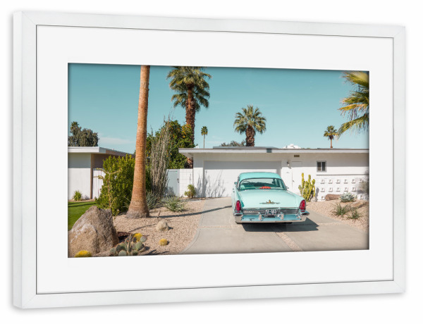 Poster mit Rahmen weiß "Palm Springs Vibe" artboxONE - Städte,Automobile,Städte / Los Angeles
