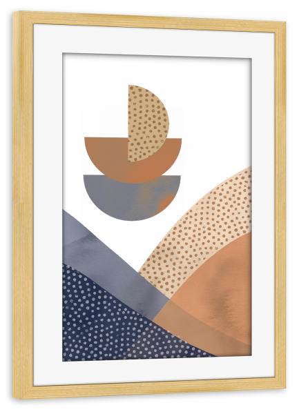 Poster mit Rahmen kiefer "Modern Abstract Moon and Hills" artboxONE - Abstrakt,Geometrie