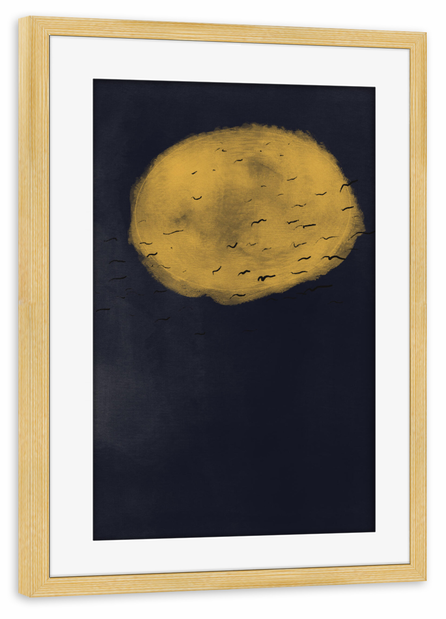 Poster mit Rahmen kiefer "SCANDI MOON" artboxONE - Natur,Tiere,Schwarzweiß