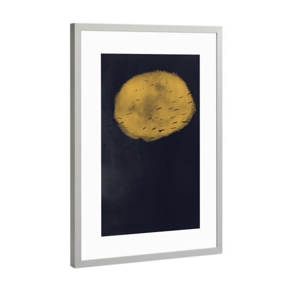 Poster mit Rahmen Silber "SCANDI MOON" artboxONE - Natur,Tiere,Schwarzweiß