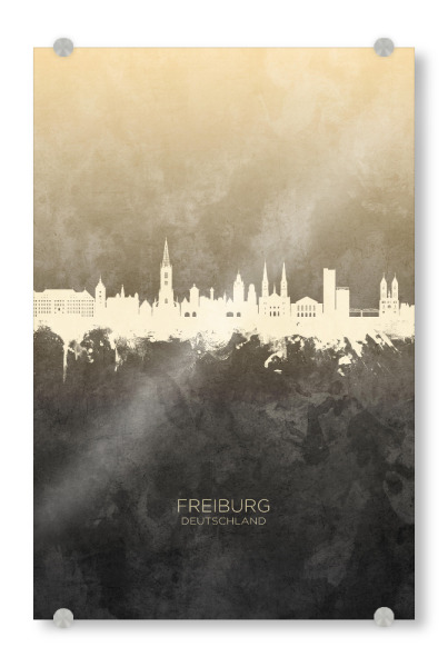 Acrylglasbild "Freiburg Germany Skyline Taupe" artboxONE - Städte