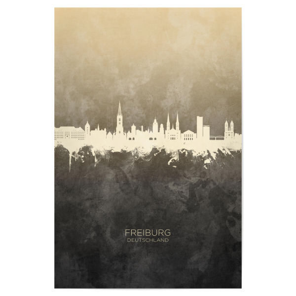 Poster "Freiburg Germany Skyline Taupe" artboxONE - Städte - Freiburg,Deutschland,Skyline,Cityscape,Stadtbild,Watercolor,Painting,Germany,City,Stadt