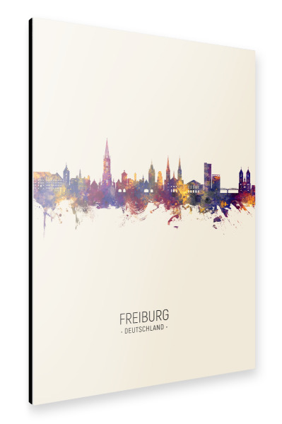 Alu-Dibond "Freiburg Germany Skyline Beige" 30x20 cm artboxONE