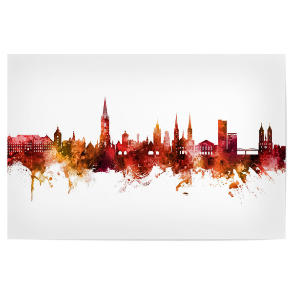Poster 30x20 cm "Freiburg Germany Skyline Red" artboxONE - Städte
