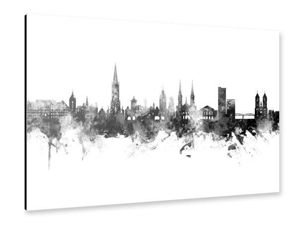 Alu-Dibond "Freiburg Germany Skyline Black" 30x20 cm artboxONE