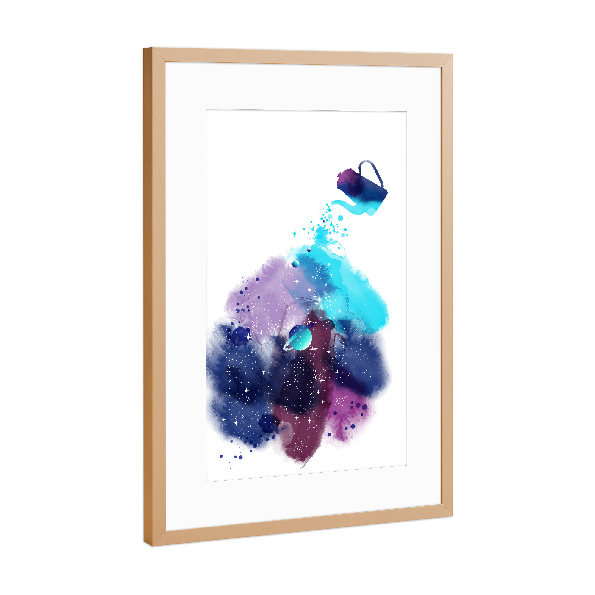 Poster mit Rahmen Kupfer "Galaxy tea" artboxONE - Fiktion,Galaxy,Lustig