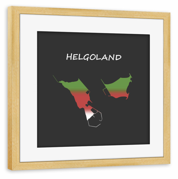 Poster mit Rahmen kiefer "Helgoland und Düne" artboxONE - Typografie,Kartografie