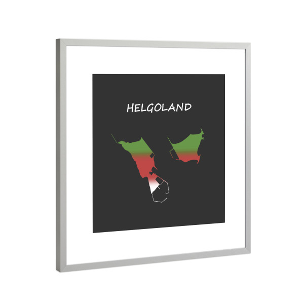 Poster mit Rahmen Silber "Helgoland und Düne" artboxONE - Typografie,Kartografie
