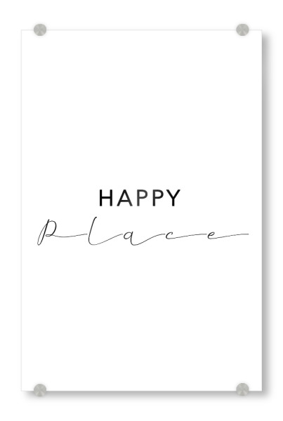 Acrylglasbild "Happy place. Set of art" artboxONE - Typografie,Für Kinder,Schwarzweiß,Für Mama,Für Papa