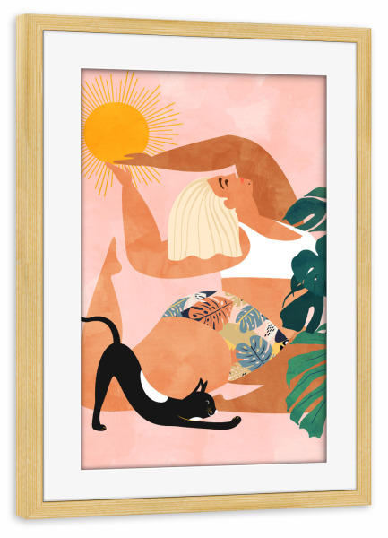 Poster mit Rahmen kiefer "Tropical Yoga" artboxONE - Floral,Tiere,Menschen