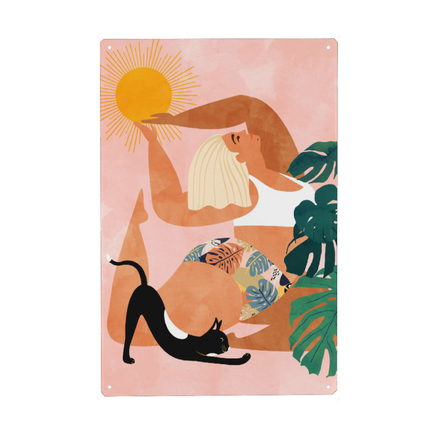 Metall Poster "Tropical Yoga" artboxONE - Floral,Tiere,Menschen