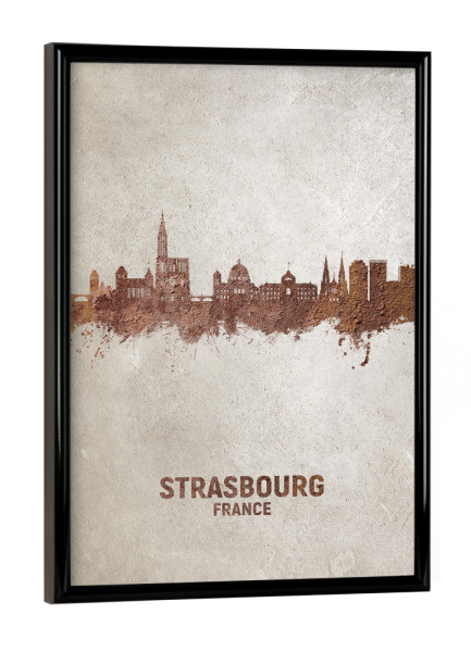 Poster mit schwarzem Rahmen "Strasbourg France Skyline Rust" artboxONE - Städte