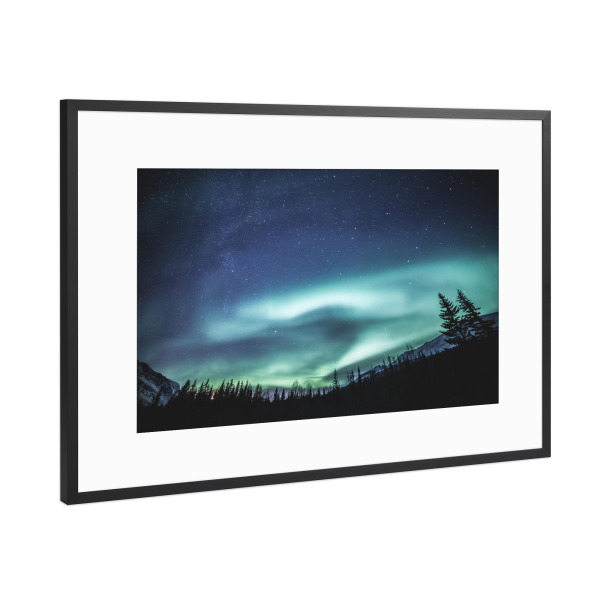 Poster mit Rahmen Schwarz (Metallic) "Hipsternordlicht" artboxONE - Natur,Reise