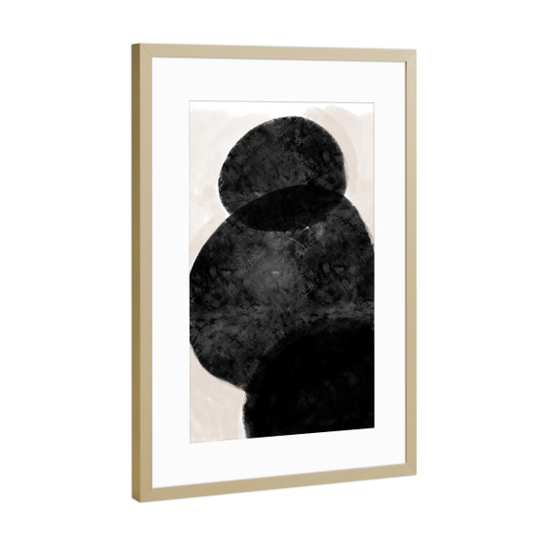 Poster mit Rahmen Gold "DARK FREE" artboxONE - Abstrakt,Schwarzweiß,Geometrie