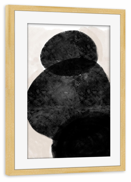 Poster mit Rahmen kiefer "DARK FREE" artboxONE - Abstrakt,Schwarzweiß,Geometrie