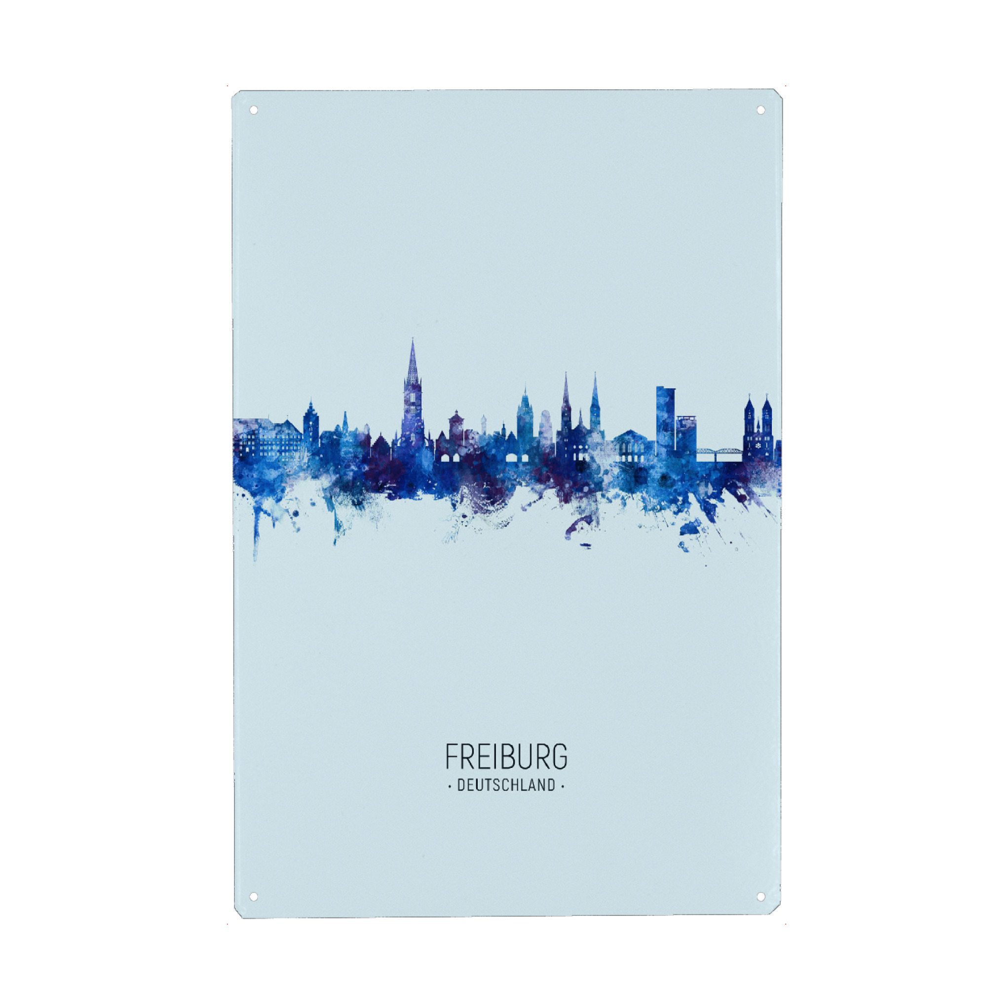 Metall Poster "Freiburg Germany Skyline Dark Blue" artboxONE - Städte