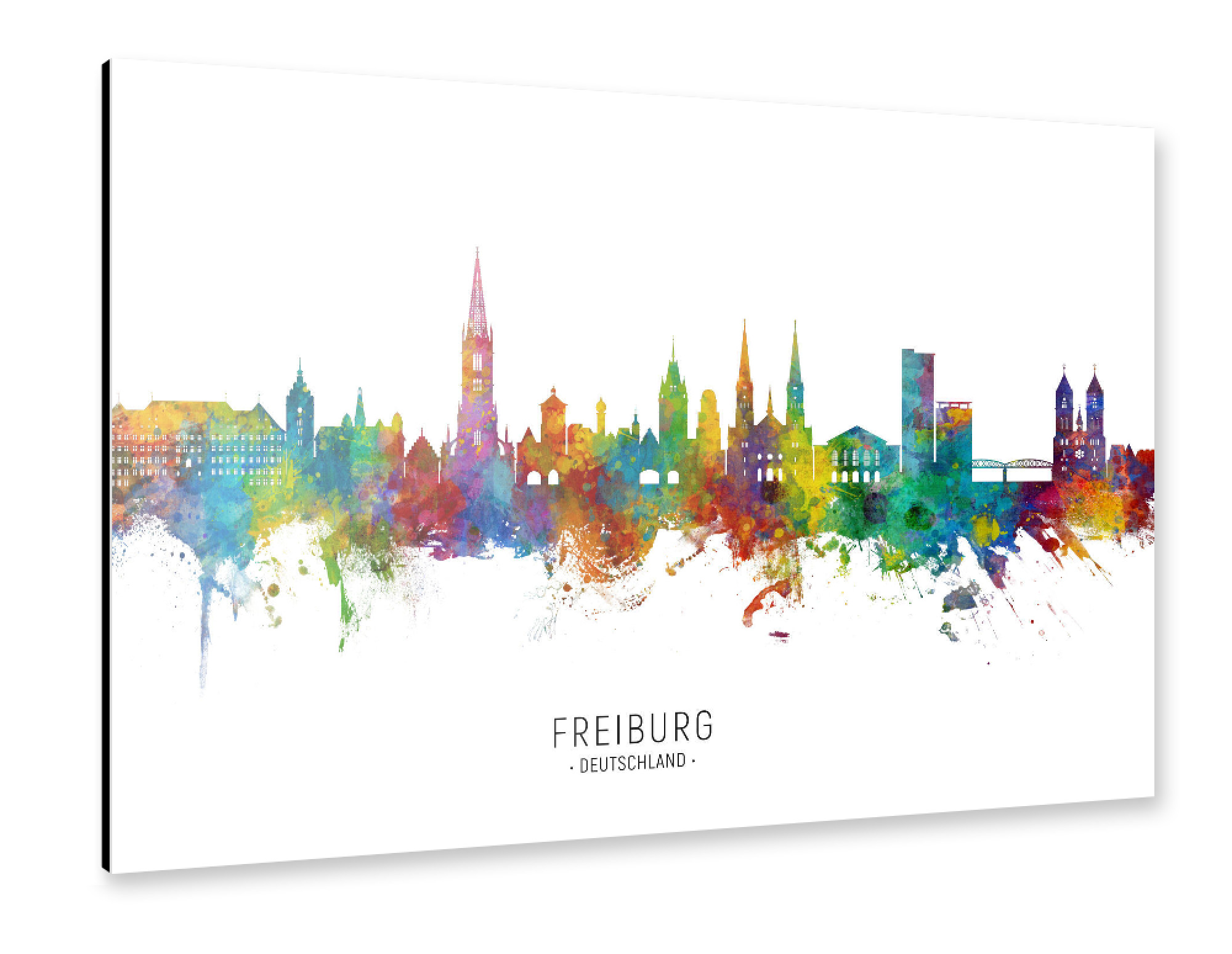 Alu-Dibond "Freiburg Germany Skyline txt" 75x50 cm artboxONE