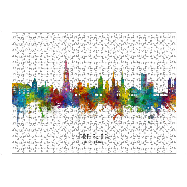 Puzzle Ravensburger "Freiburg Germany Skyline txt" artboxONE - Städte