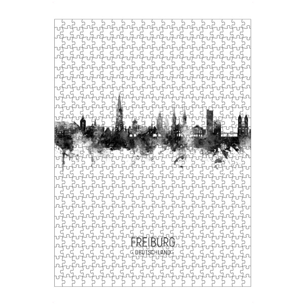 Puzzle Ravensburger "Freiburg Germany Skyline BW" artboxONE - Städte,Schwarzweiß