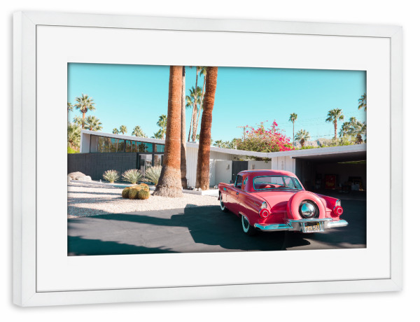 Poster mit Rahmen weiß "Palm Springs Style Garage" artboxONE - Architektur,Automobile,Städte / Los Angeles