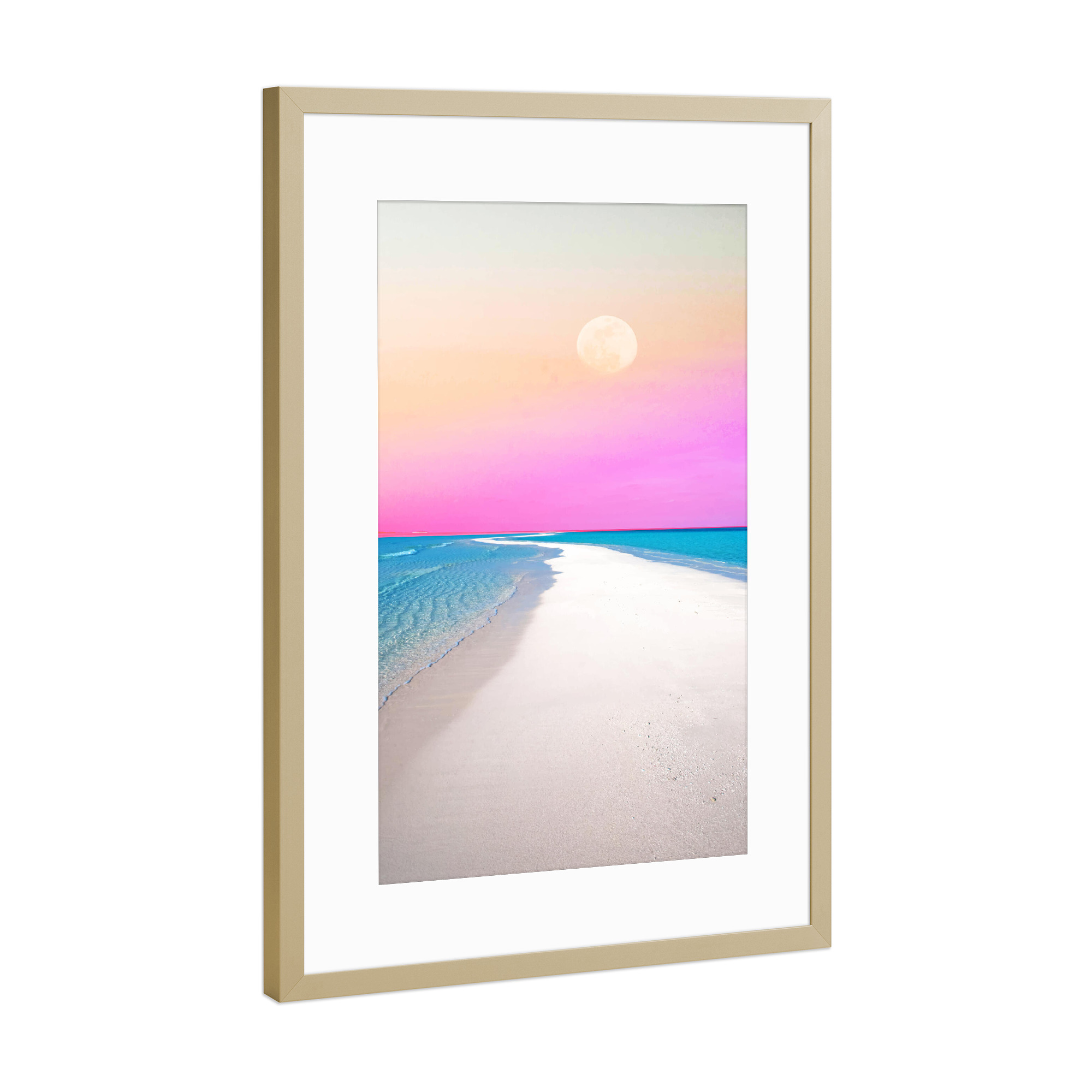 Poster mit Rahmen Gold "Ocean & Moon-II" artboxONE - Natur,Reise / Strand und Meer