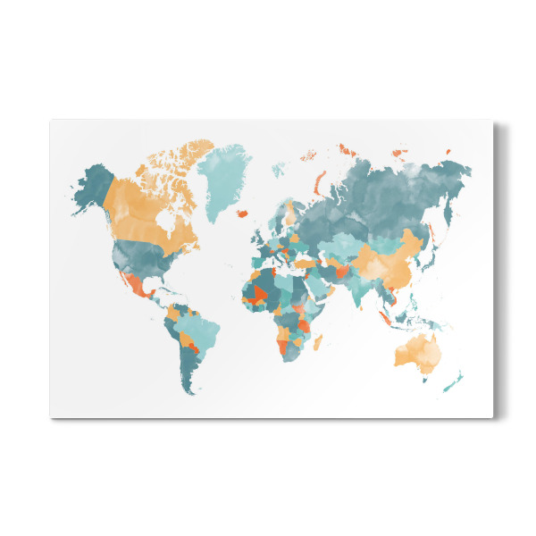 Galerie-Print "World map teal and orange" 30x20 cm artboxONE
